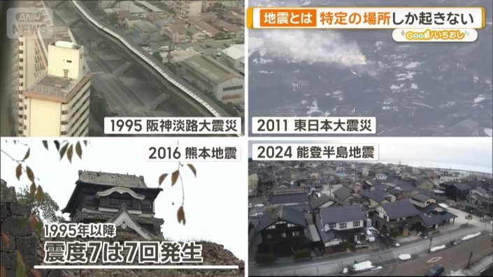 「震度7」の地震は、1995年以降、7回発生