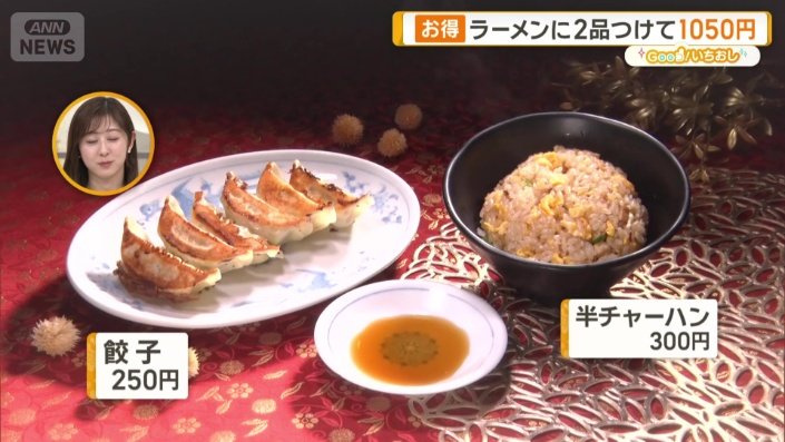 ギョーザは250円、半チャーハンは300円