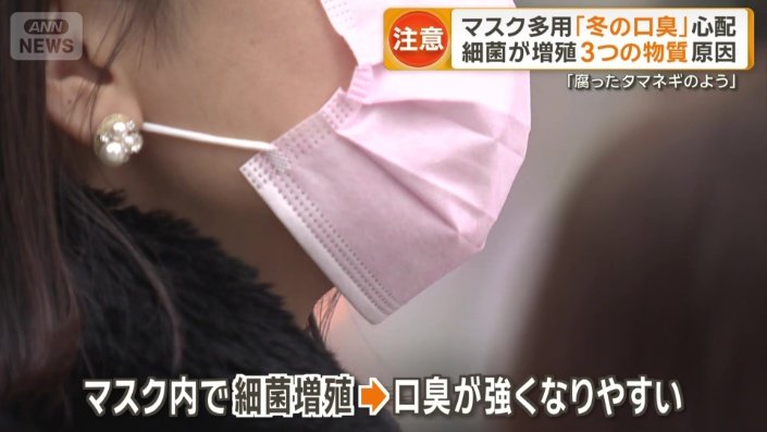 冬のマスク着用で口臭が強くなりやすい傾向