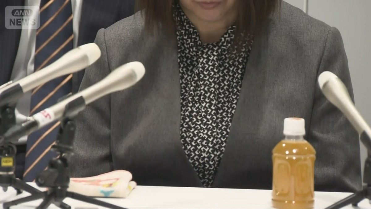 判決後、会見する遺族・長文恵さん（1月22日、福岡市内）