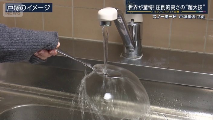 スプーンを垂直に当てた場合