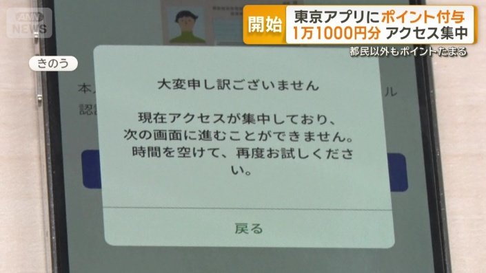 「現在アクセスが集中しており…」と表示