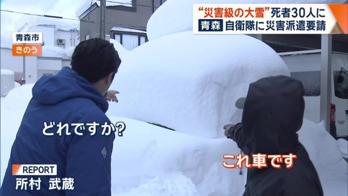 雪ですっぽり覆われた車