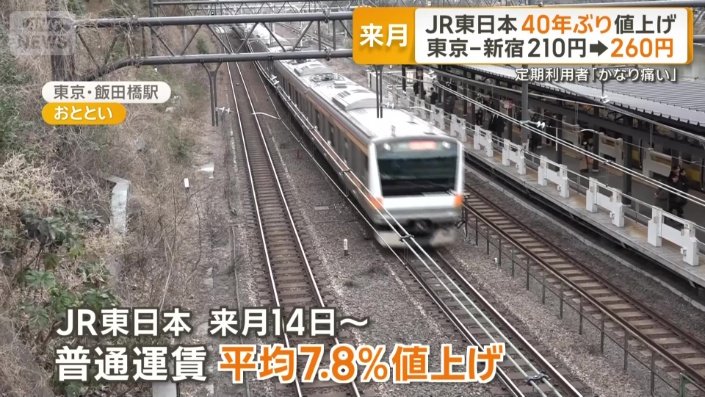 来月14日から普通運賃の値上げ