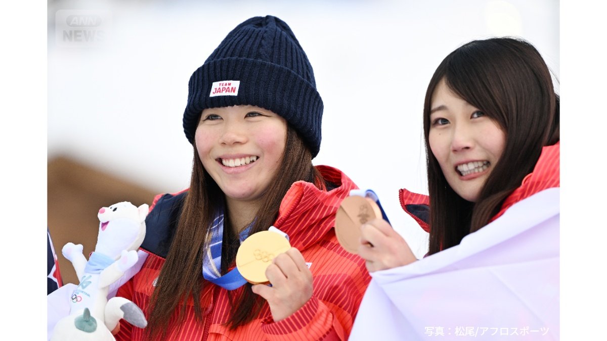 日本勢で喜ぶ深田選手と村瀬選手