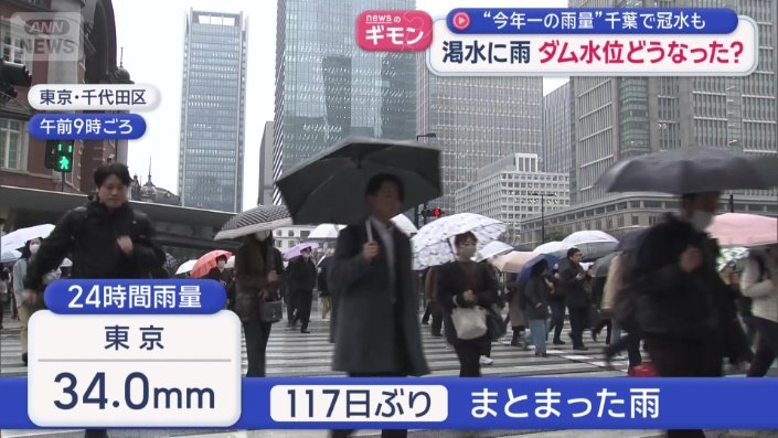 東京都心も今年一番の雨