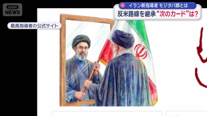 イラン国旗を手渡される画像が掲載