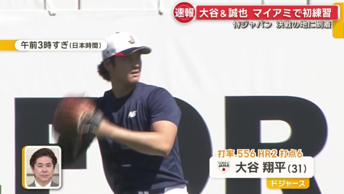 キャッチボールを行う大谷選手