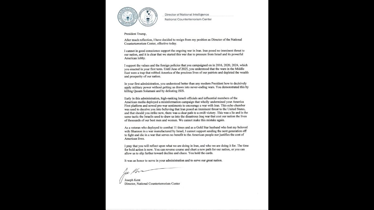 ケント氏が自身のXで公開した書簡