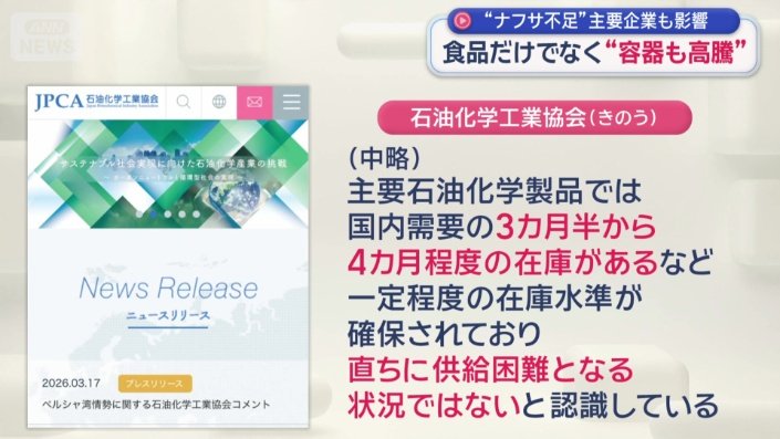 石油化学工業協会のコメント
