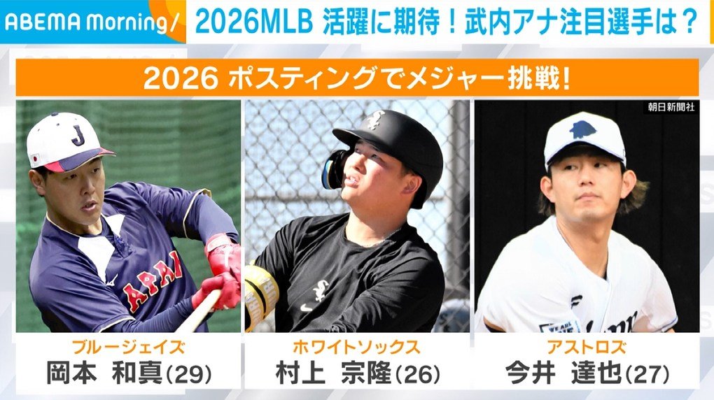 今年からメジャーに挑戦する3人