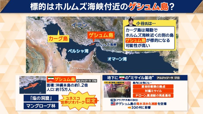 標的はホルムズ海峡付近のゲシュム島？