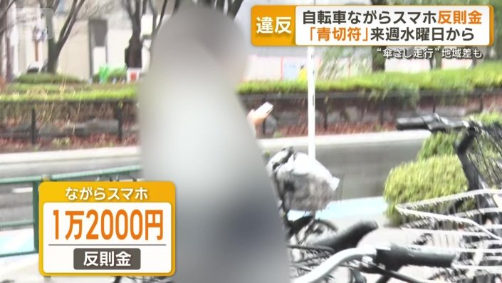 ながらスマホの反則金1万2000円
