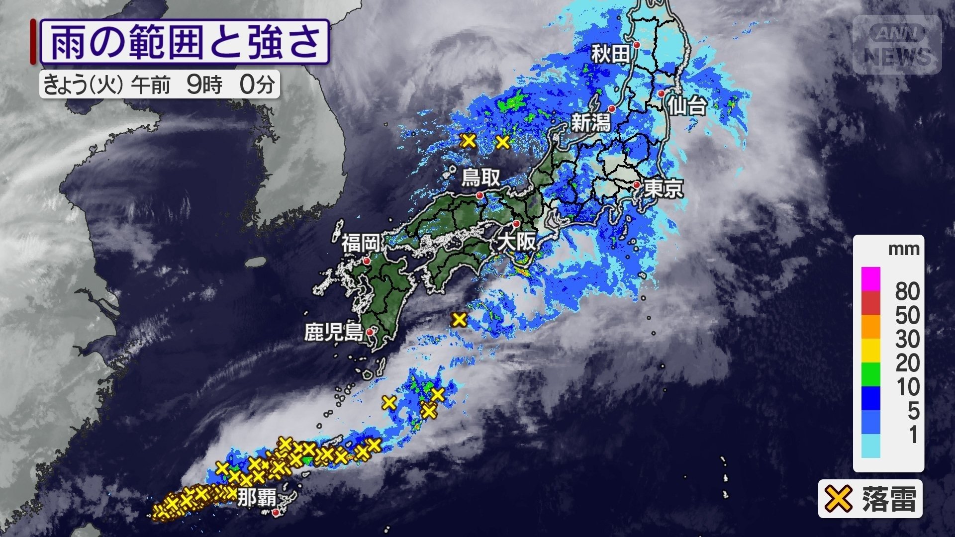 今年一番の雨量に