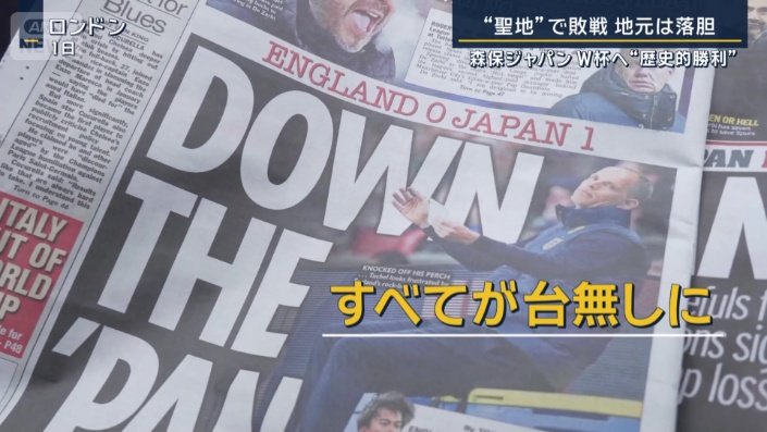 イギリス各紙が試合結果を大きく報じている