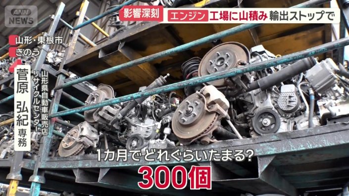 廃車の自動車から使える部品を取り出す