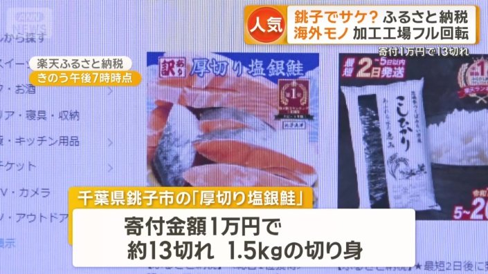 楽天ふるさと納税の総合ランキング(5日午後7時時点)で1位
