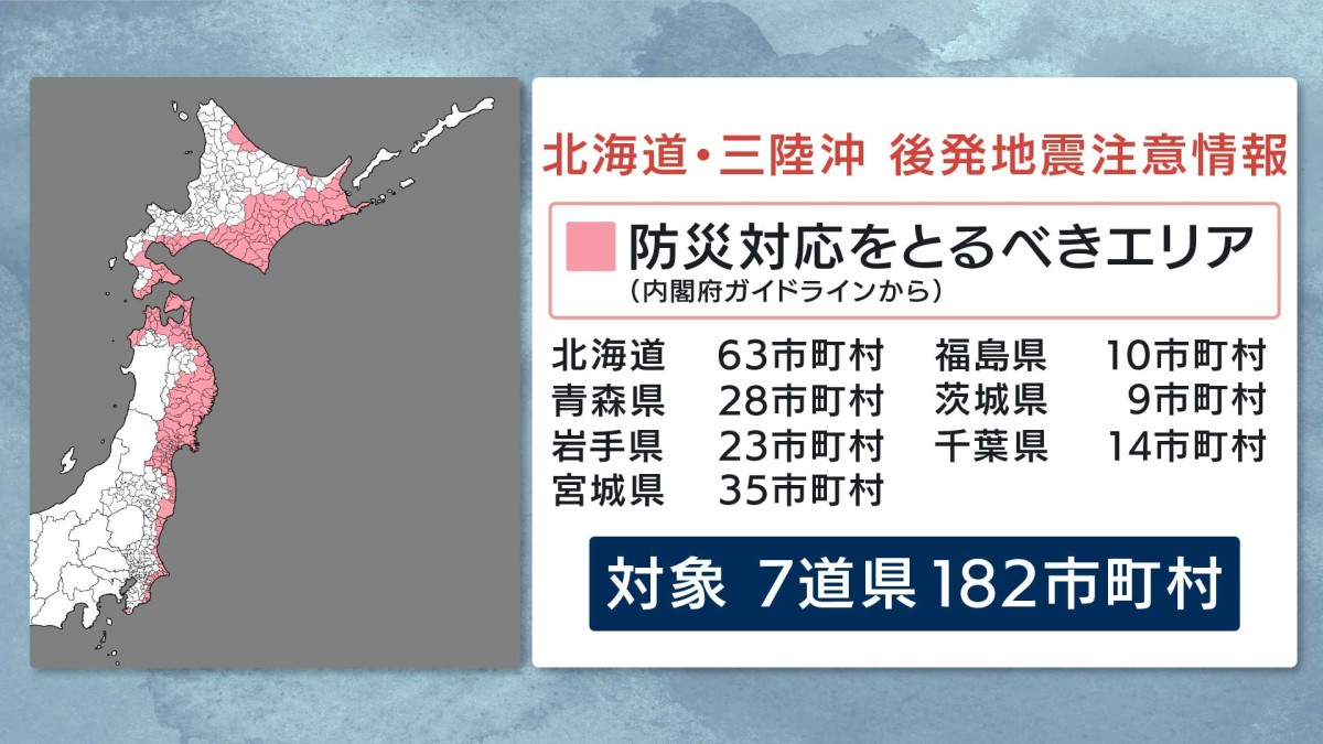 気象庁「北海道・三陸沖 後発地震注意情報」発表　避難準備を