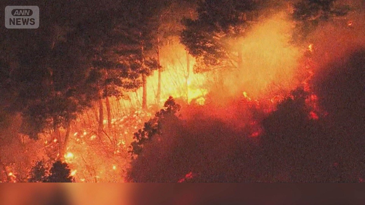 岩手で大規模山林火災　2000人避難指示　住宅街迫る必死の消火活動