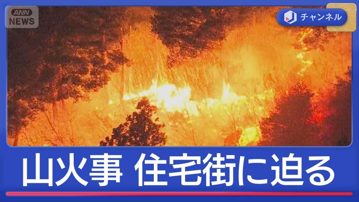 住宅街に迫る 岩手・大槌町で山火事