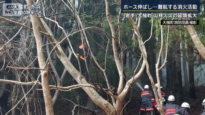 奥に見える炎