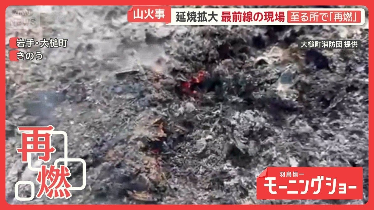 至る所で「再燃」苦しむ現場　街に大量の煙と灰…生活を直撃　岩手・大槌町の山火事