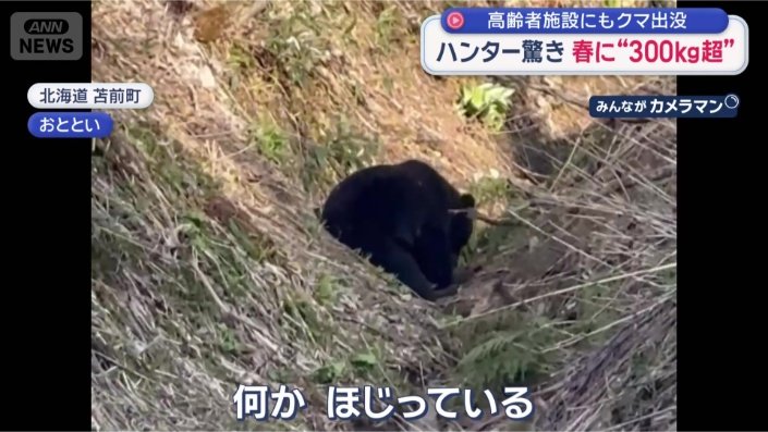 土を掘るようなしぐさ