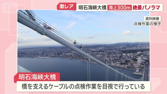 ケーブルの上を歩いて点検