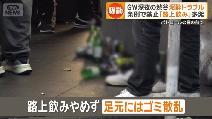 足元に散乱するごみ
