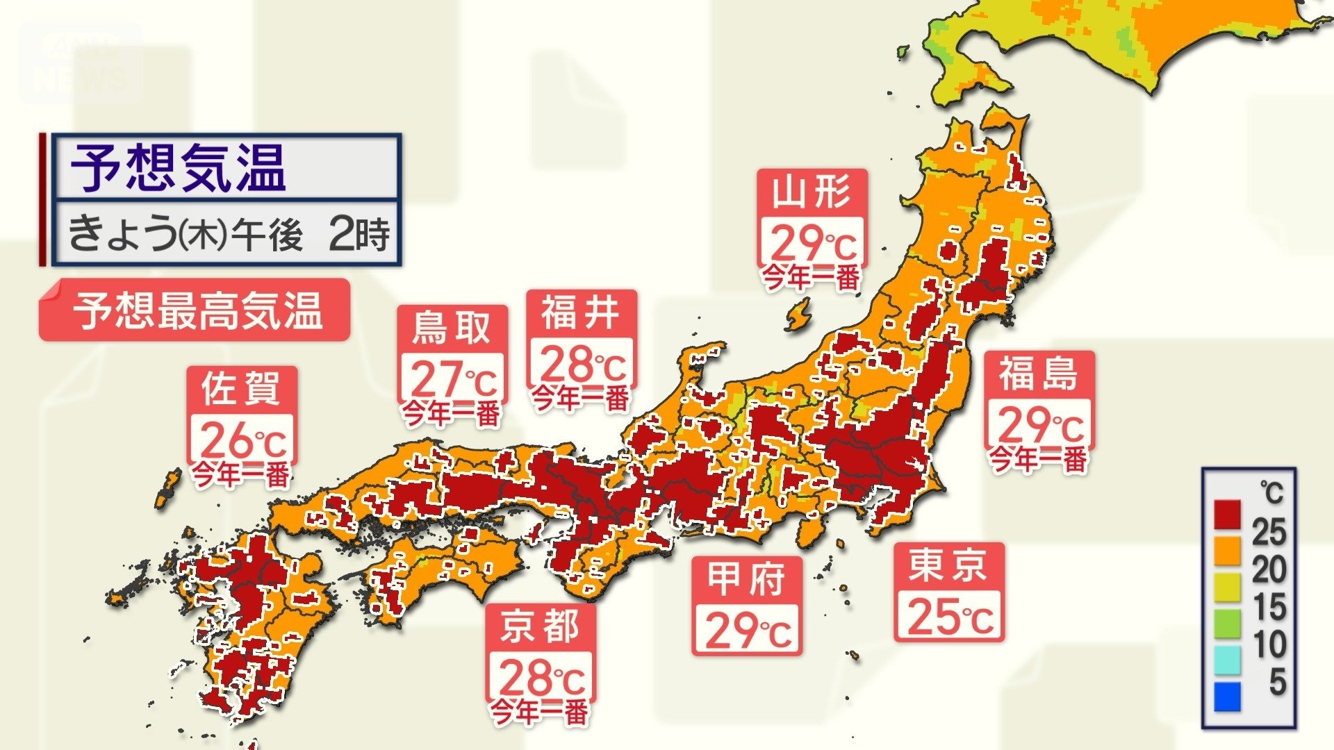 連休明けに夏の暑さ