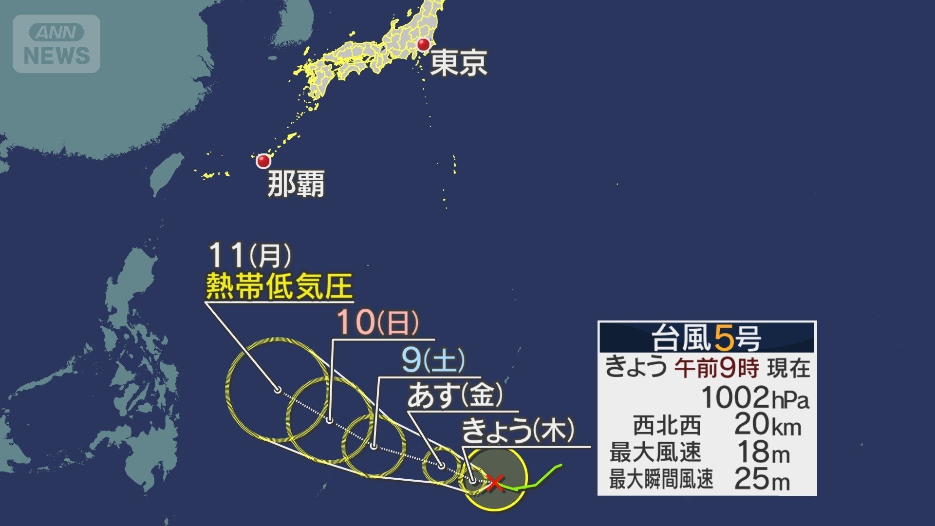 台風5号発生