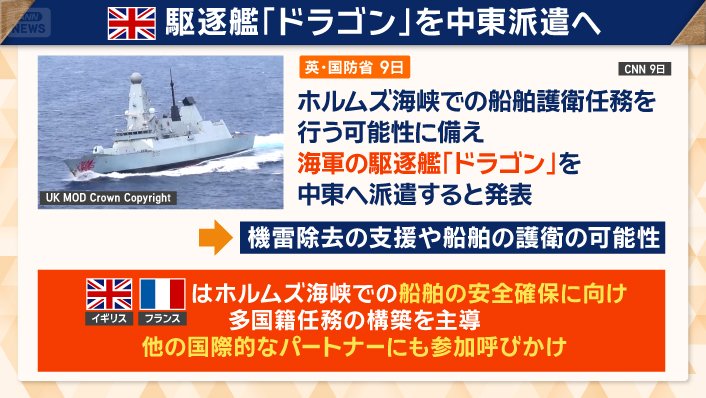 イギリス駆逐艦「ドラゴン」を中東派遣へ