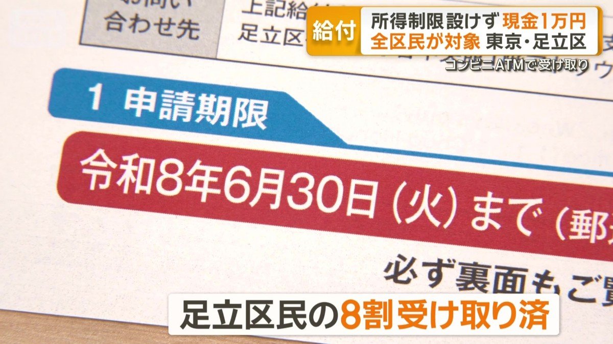 足立区民の8割受け取り済