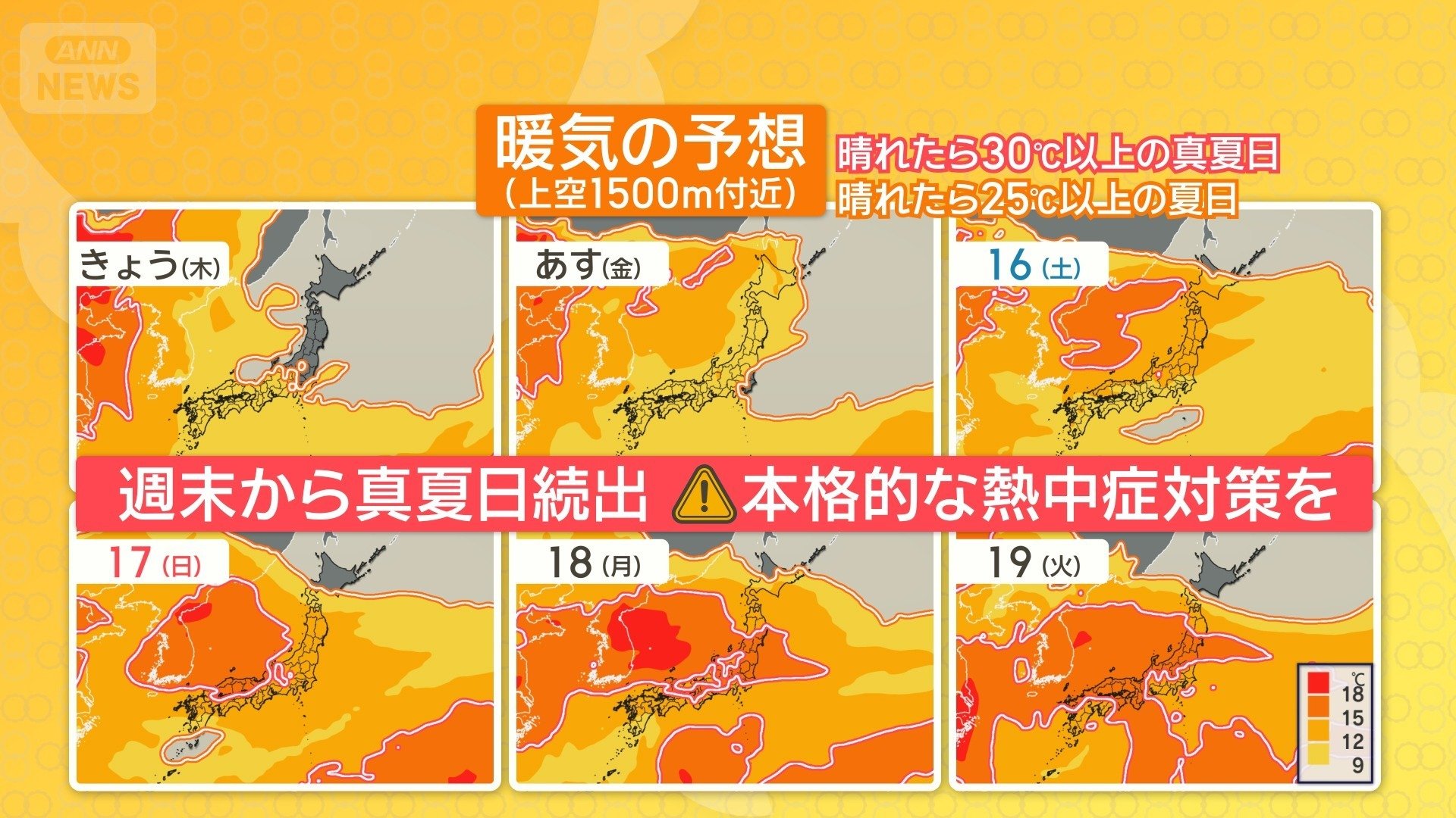 週末は真夏日続出か
