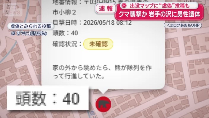 虚偽とみられる投稿
