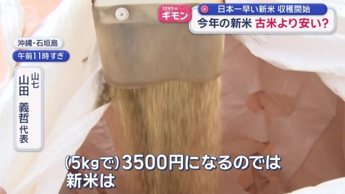 「（5キロで）3500円になるのでは。新米は」