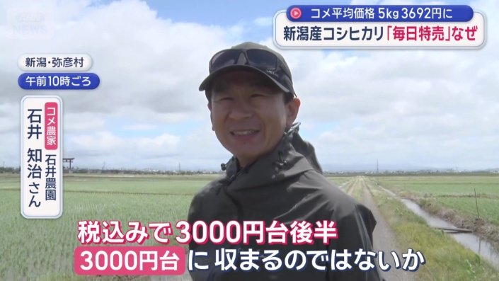 3000円台で新米が買えるのではないかと予想