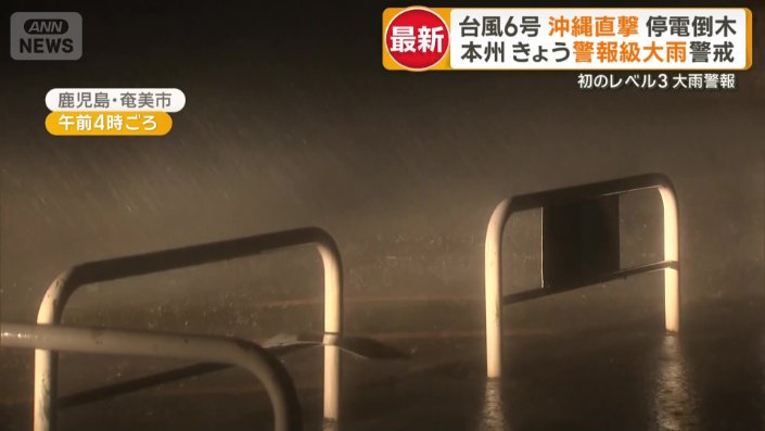 路面に激しく叩きつける雨
