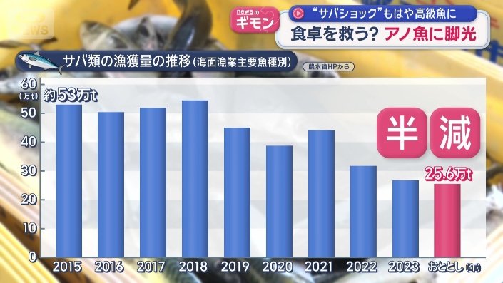 サバ類の漁獲量の推移