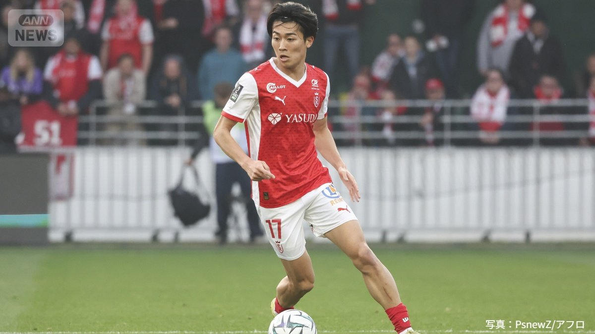 スタッド・ランスでプレーする中村敬斗(2025年)