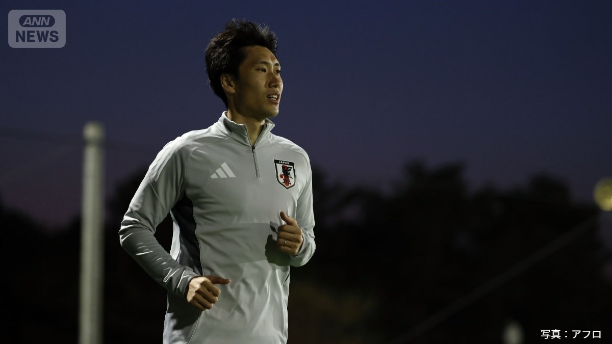 W杯アジア最終予選に向けて練習をする鎌田大地(2025年)
