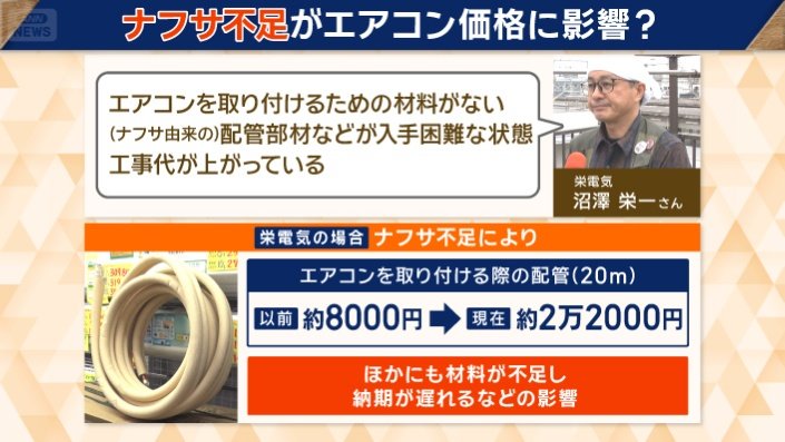 「エアコンを取り付けるための材料がない」