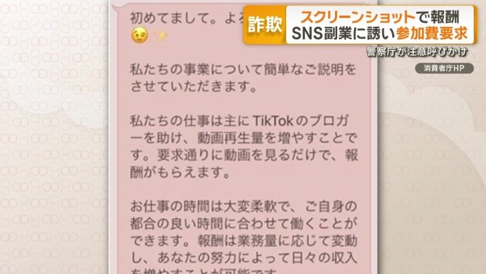 動画を見るだけで報酬がもらえるというメッセージ
