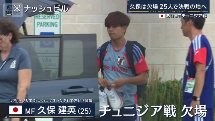 久保建英選手はチュニジア戦欠場