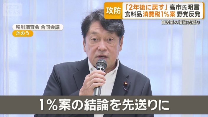 自民党の税制調査会は1％案の結論を先送りに