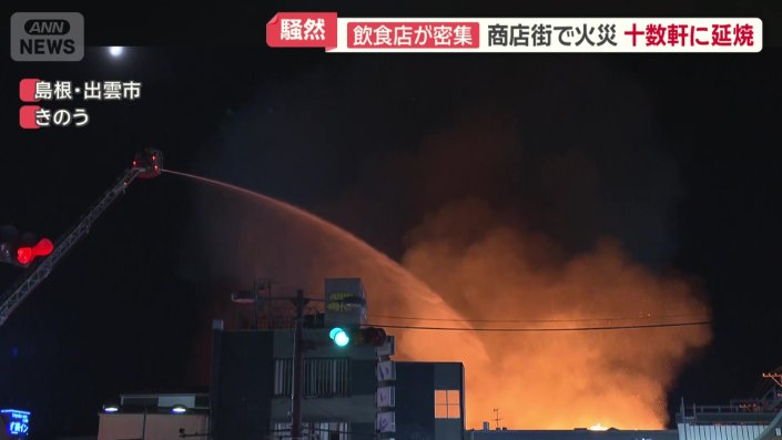 はしご車を使って高い位置からも放水
