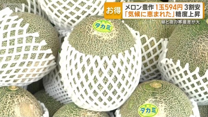 例年に比べ3割安いメロン