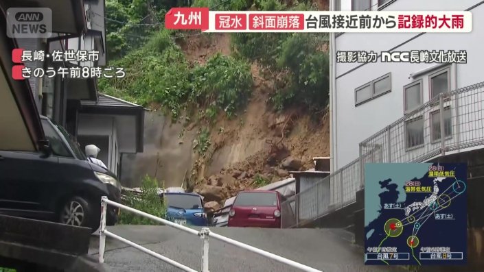住宅の裏の山が崩れる
