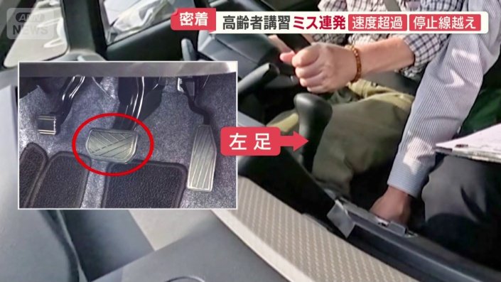 ブレーキを左足で踏んでいる