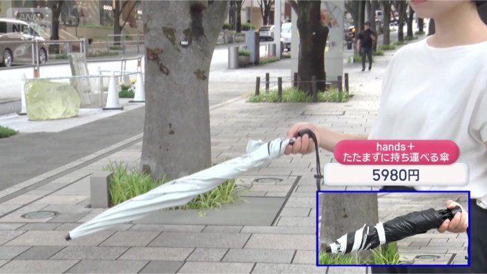 一時的に閉じられる折りたたみ傘